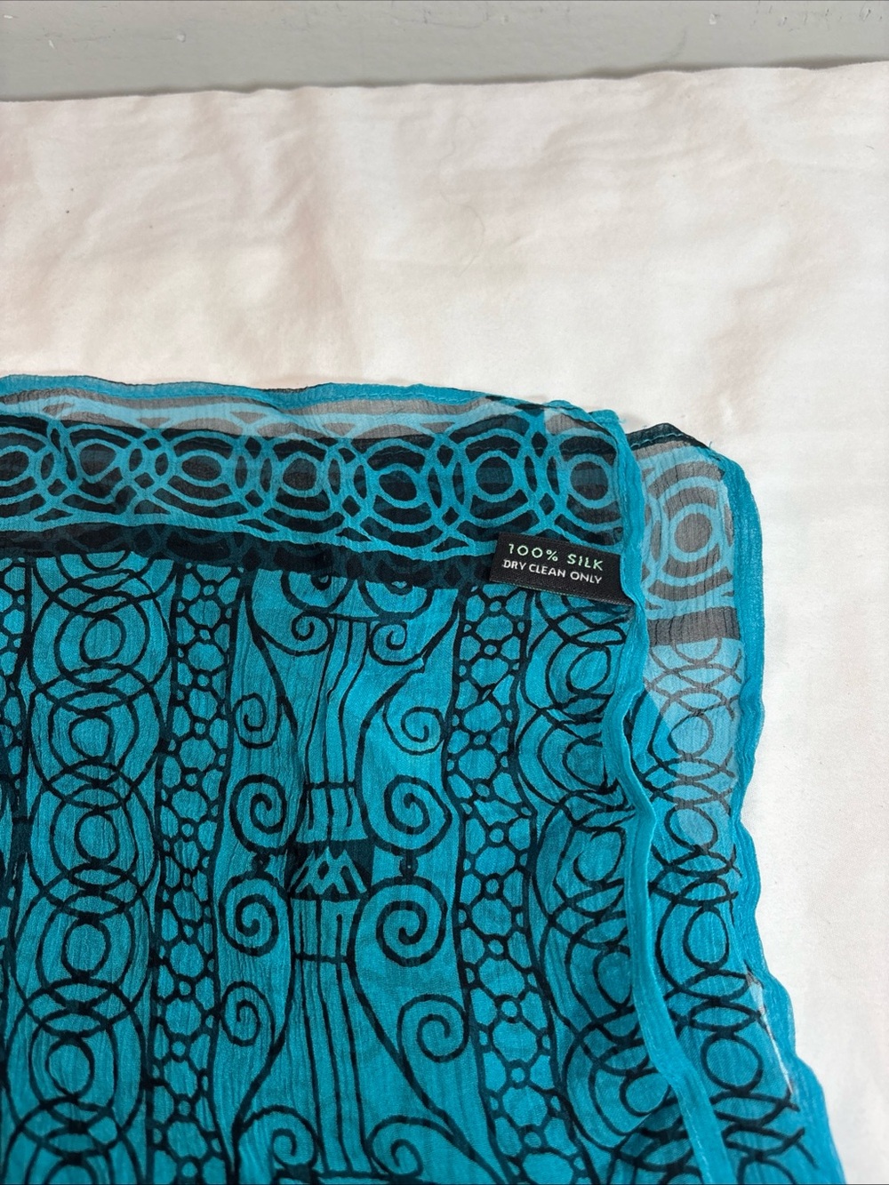 Victoria Ward Collection Turquoise & Black Silk Skirt - Elegant Patterned Desig